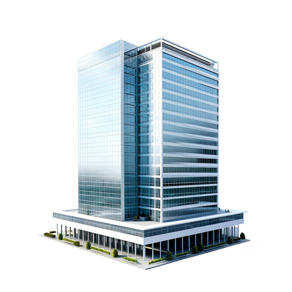 AI generated modern office building on transparent background PNG image