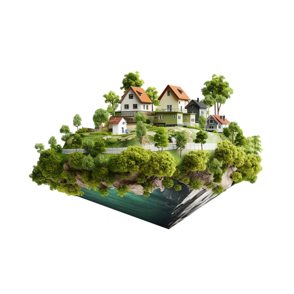 AI generated house on the hill on transparent background PNG image