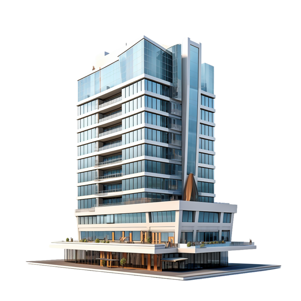 AI generated modern office building on transparent background PNG image