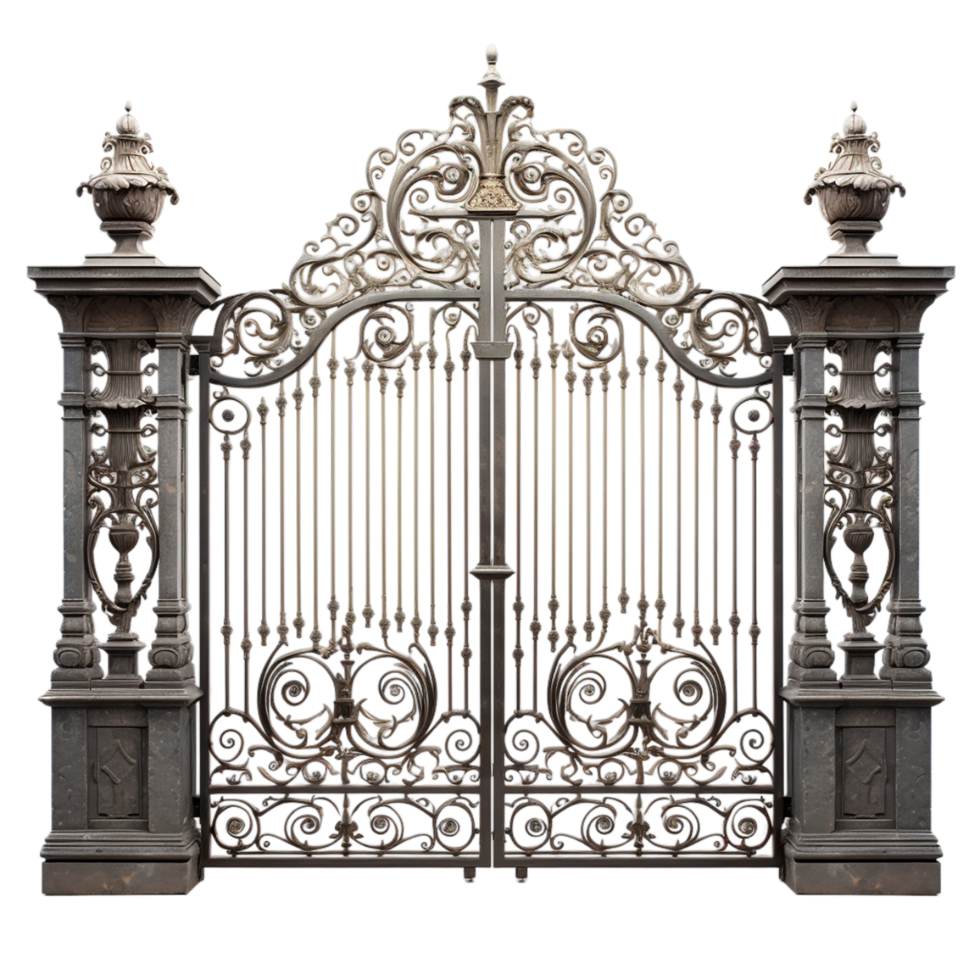 AI generated ornate antique gate on transparent background PNG image