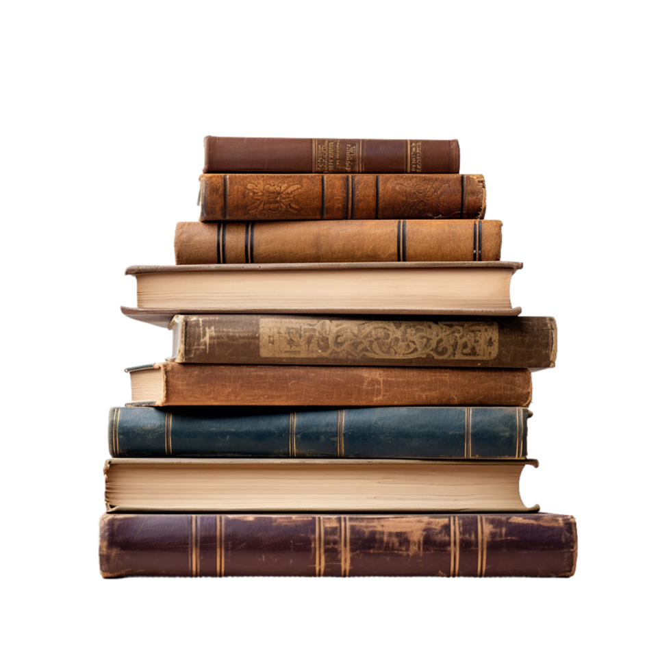 AI generated stack of old books on transparent background PNG image
