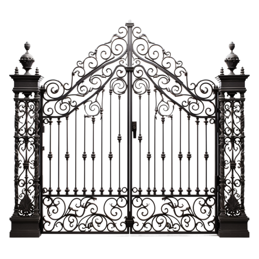 AI generated ornate antique gate on transparent background PNG image
