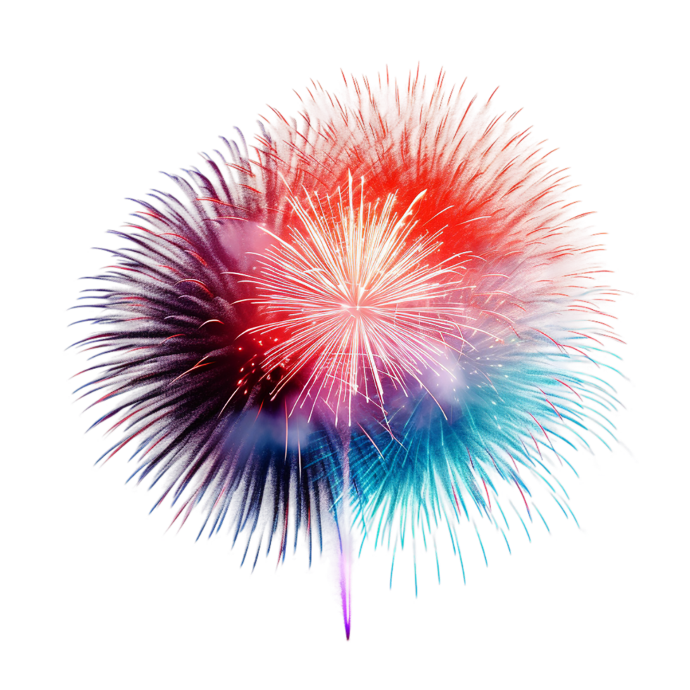 AI generated new fireworks on transparent background PNG image, happy new year