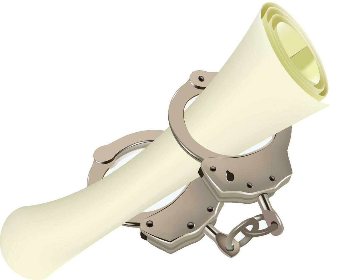 contract sheet of paper and handcuffs vector