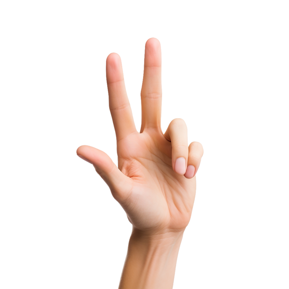 AI generated hand showing sign on transparent background PNG image