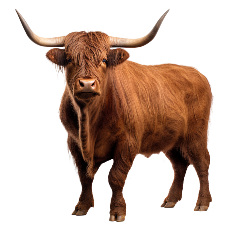 AI generated Scottish highland cow on transparent background PNG image