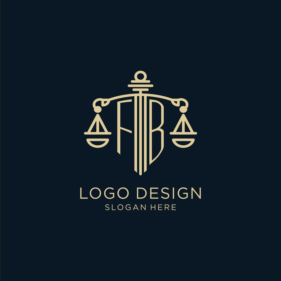 inicial pensión completa logo con proteger y escamas de justicia, lujo y moderno ley firma logo diseño vector