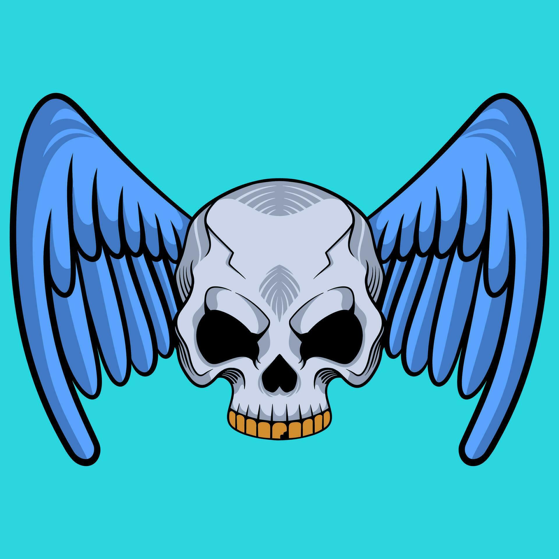 Vector skull wings illustration hand drawn logo design 34951609 Vector
