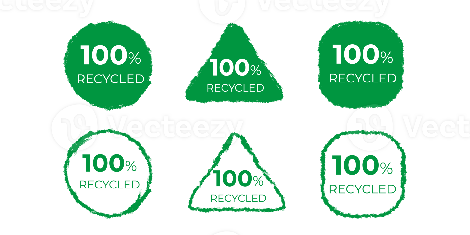 100 percents Fully Recyclable stamp for biodegradable materials and products. Zero waste industry and Environmental protection program png