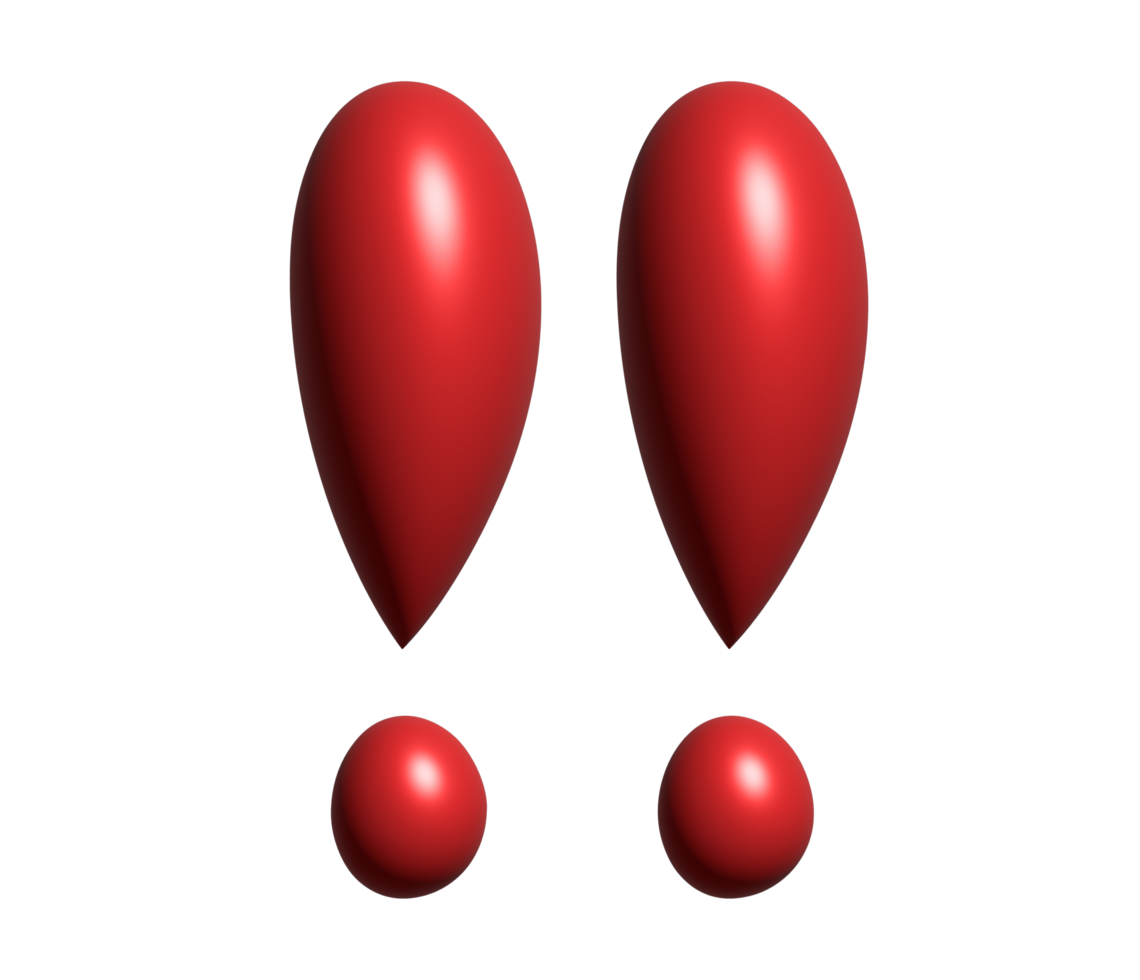 Two isolated red double exclamation marks 3D icon 34951713 PNG