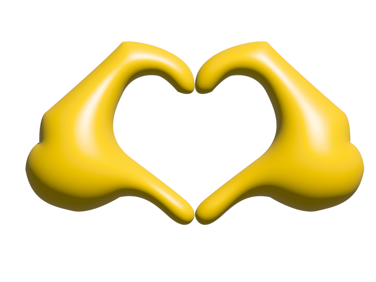Gradient yellow two hands forming heart shape 3D icon, used to express love and support png