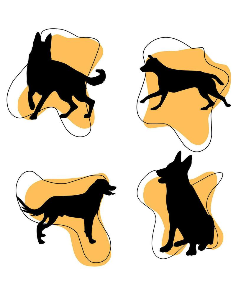 vector perro siluetas