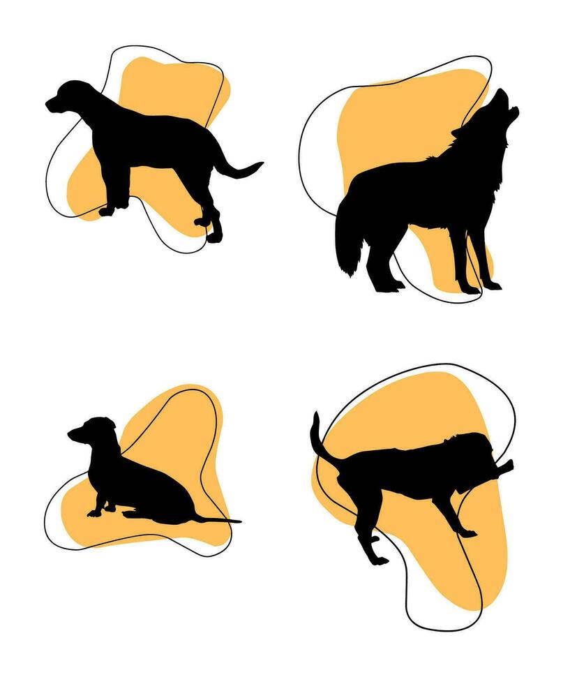 vector perro siluetas