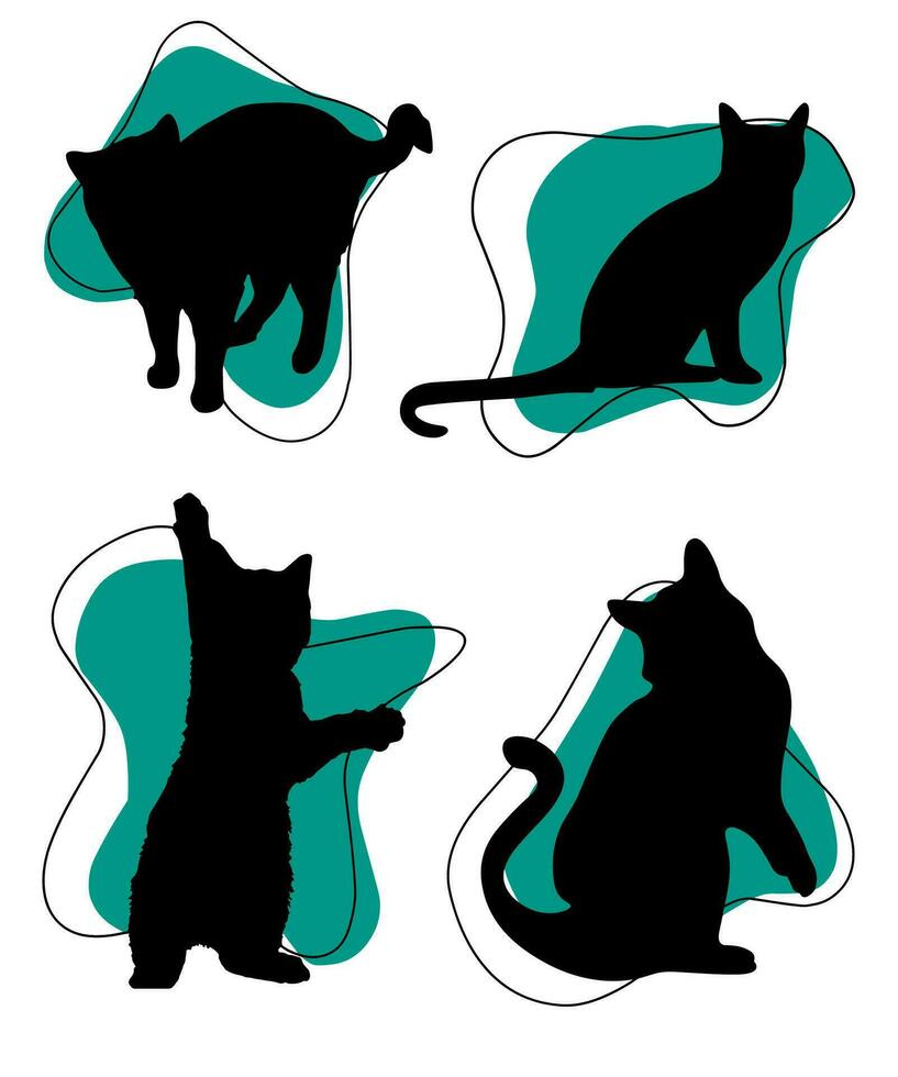 Cat vector silhouette set of cats