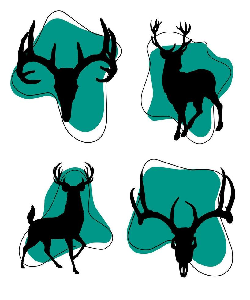 silhouettes of deers vector