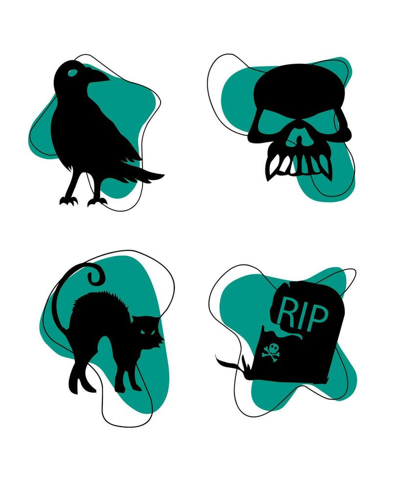 Halloween Silhouettes Elements vector