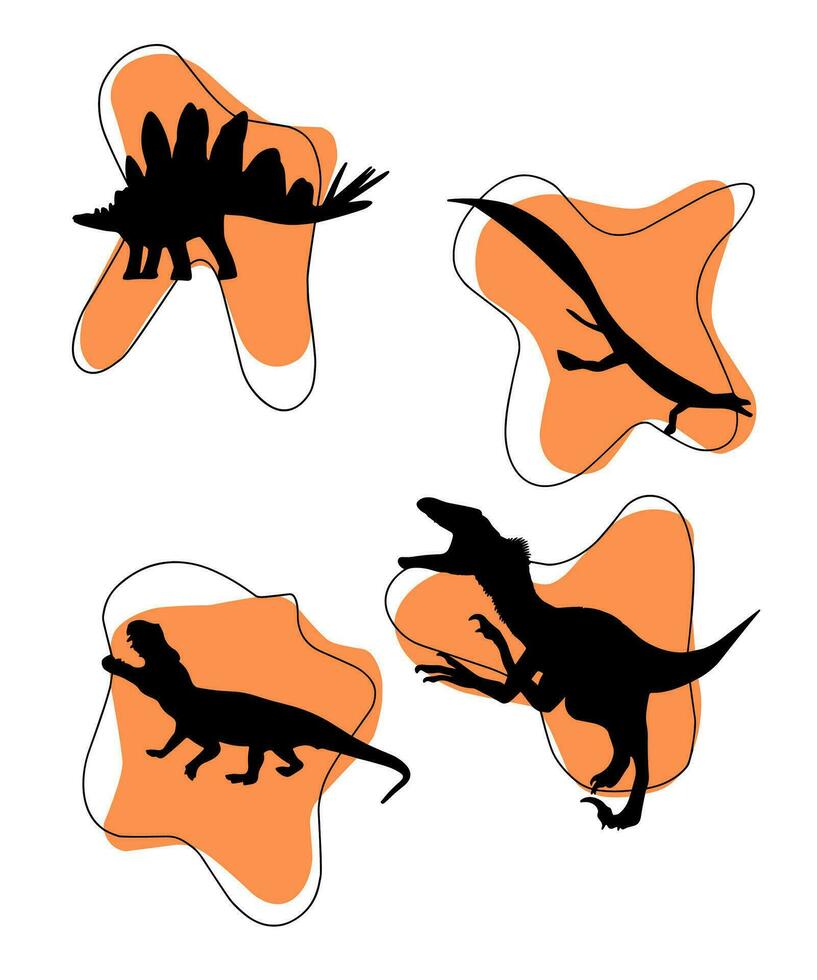 conjunto de siluetas de dinosaurios vector