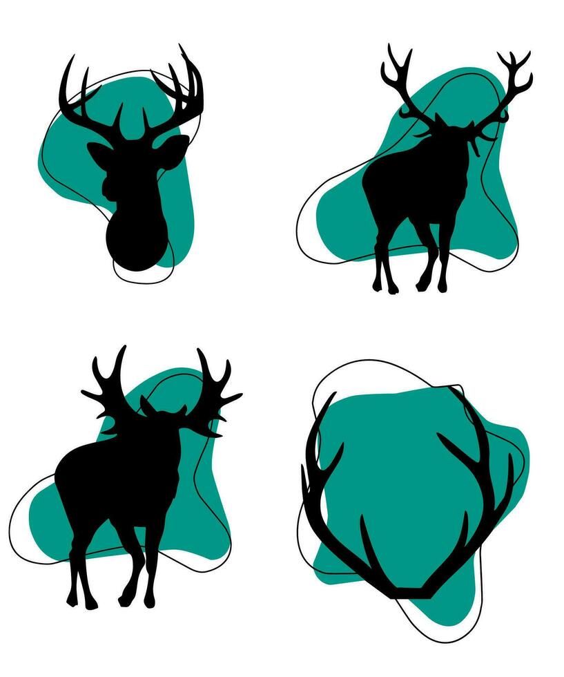 silhouettes of deers vector