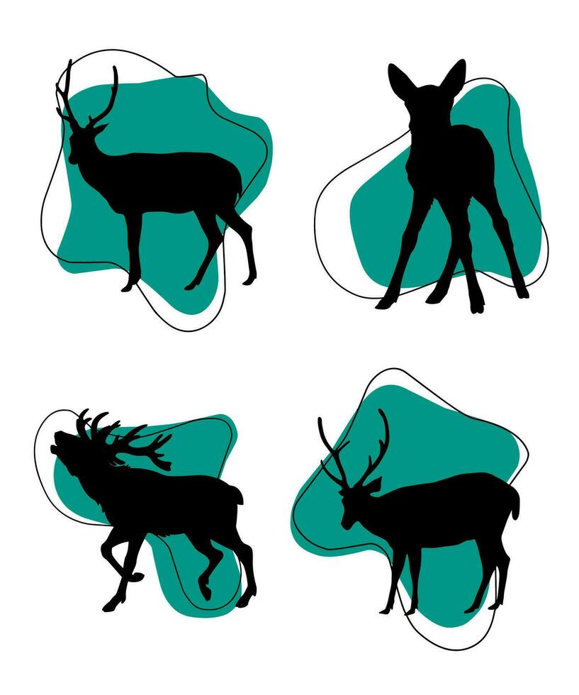 silhouettes of deers vector