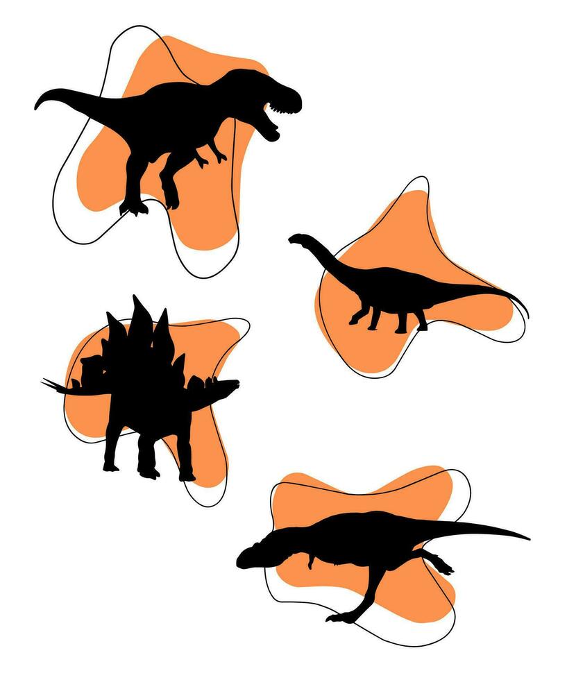 conjunto de siluetas de dinosaurios vector