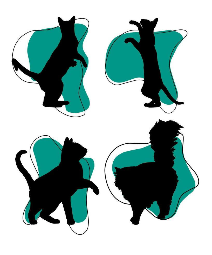 gato vector silueta conjunto de gatos