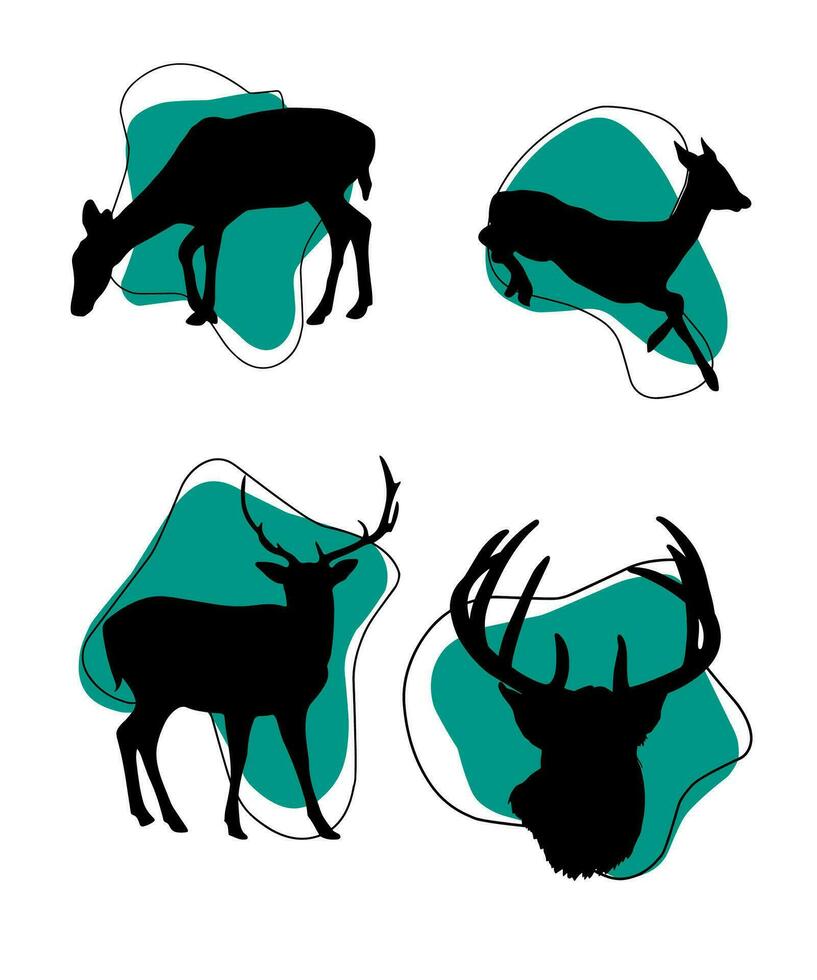 silhouettes of deers vector