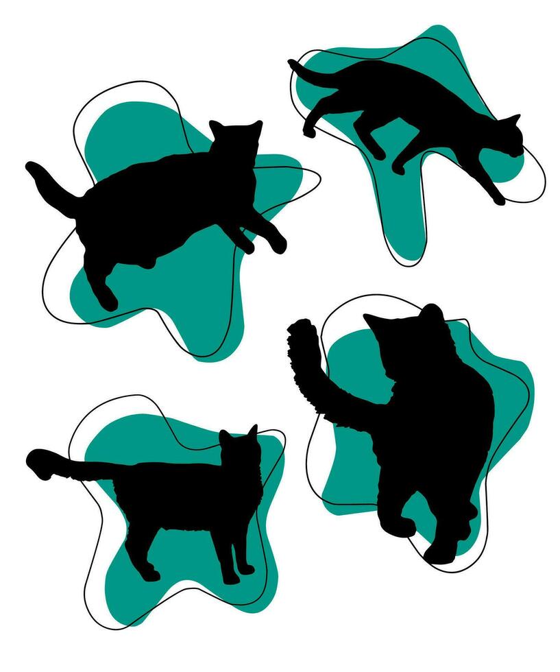 gato vector silueta conjunto de gatos