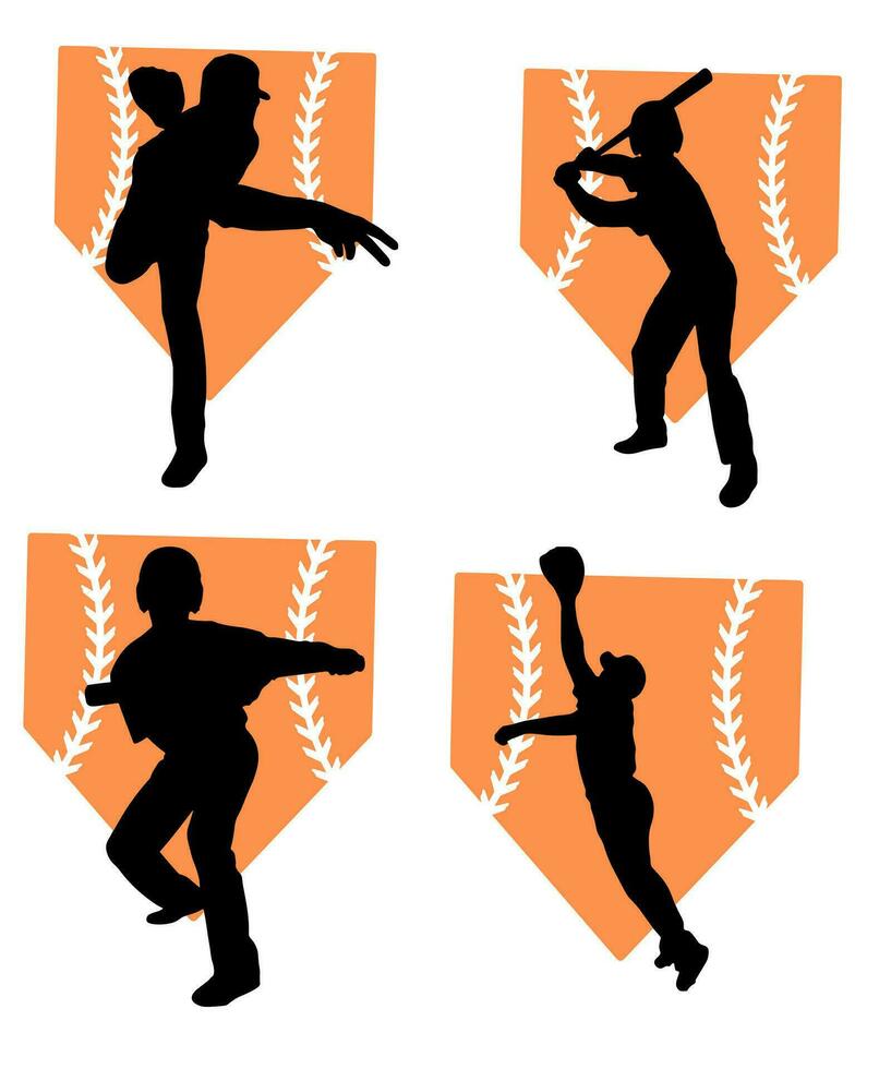 Silhouette of Player Baseball vector Illustration design concept, Sport vector design template