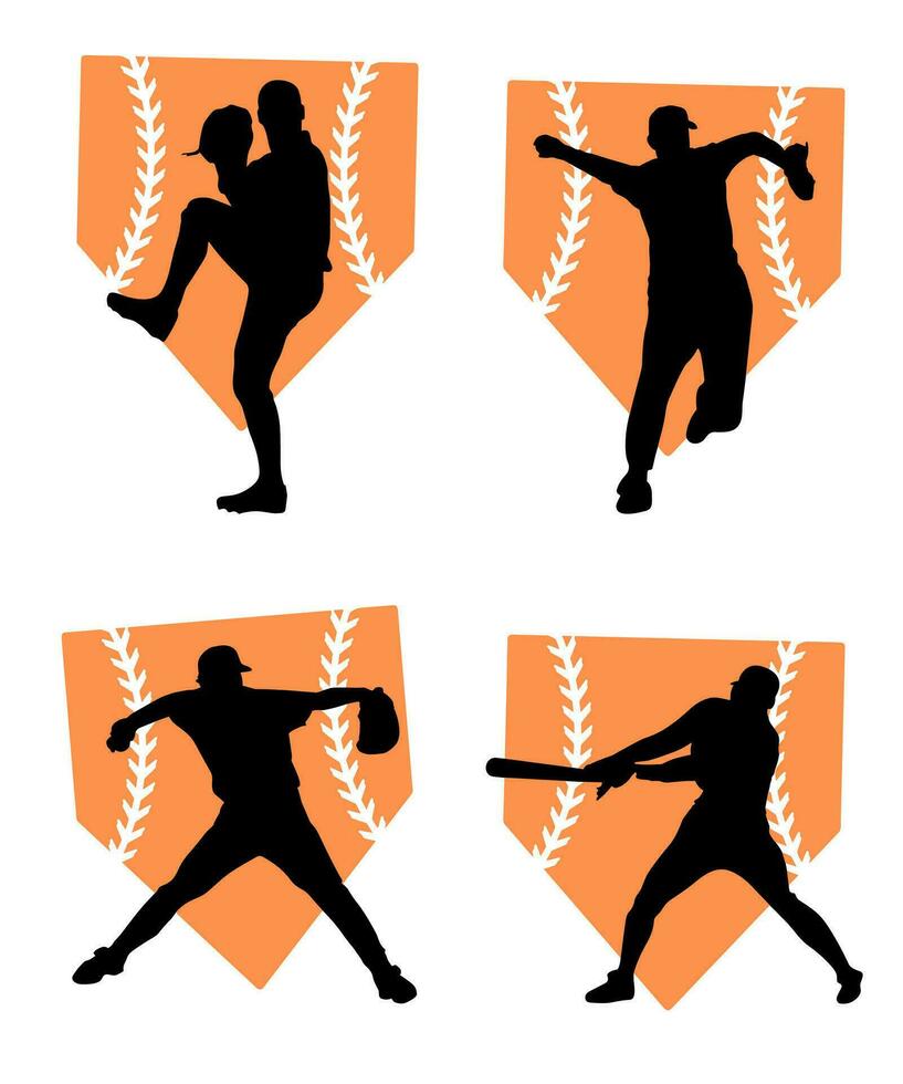 Silhouette of Player Baseball vector Illustration design concept, Sport vector design template