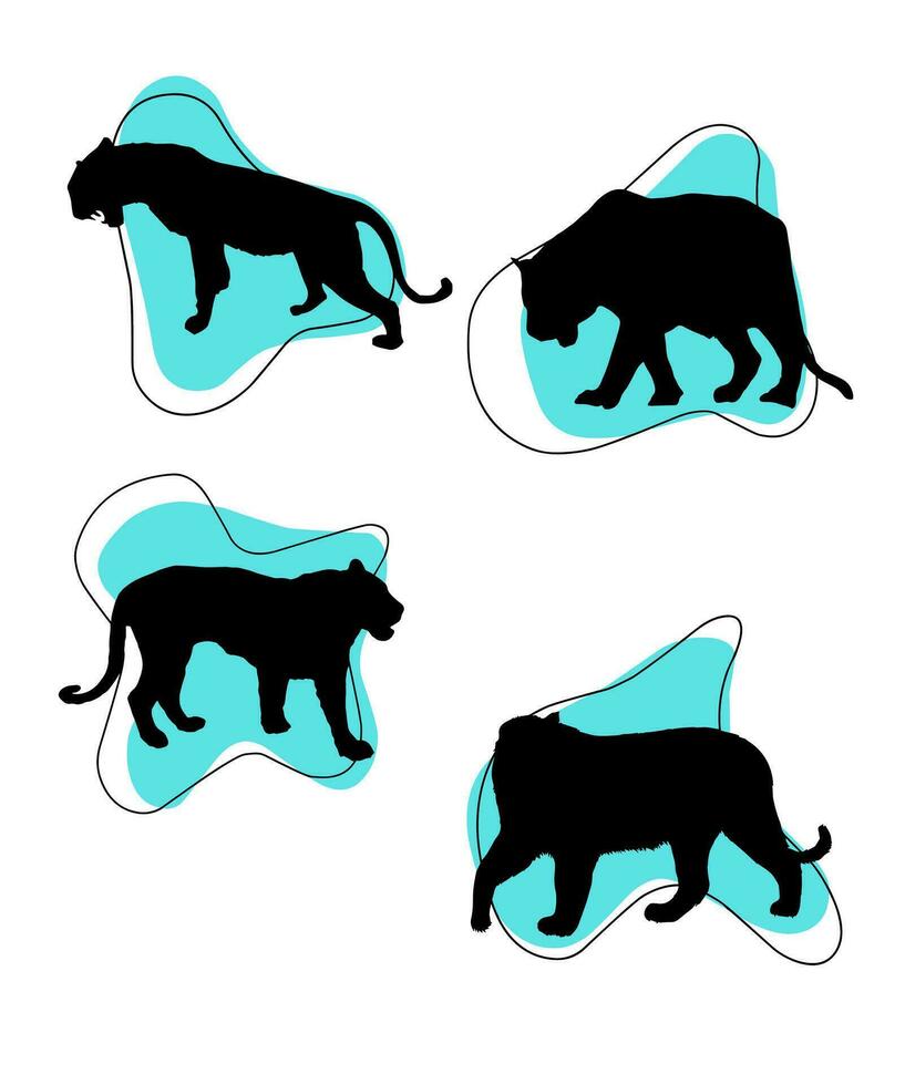 Royal Bengal Tiger Silhouettes Vector