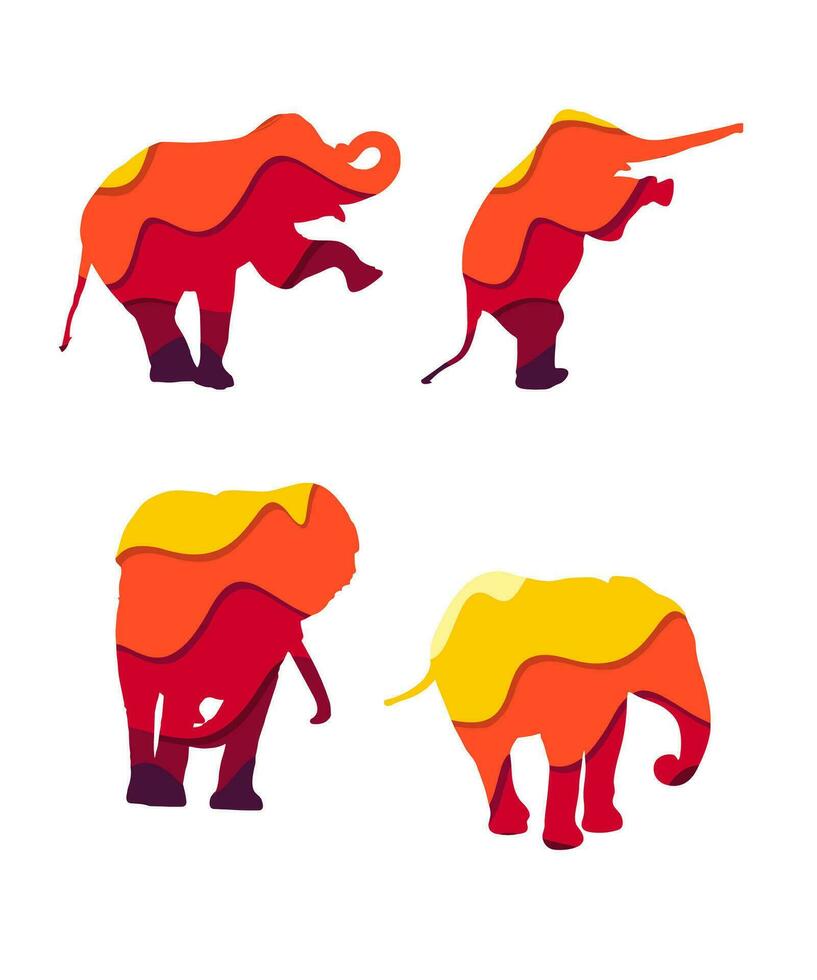 Thai Elephants Silhouettes Vector