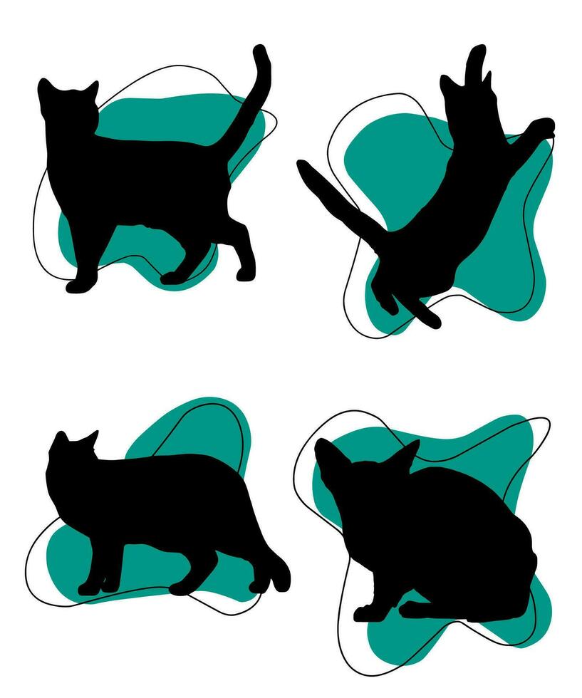 gato vector silueta conjunto de gatos
