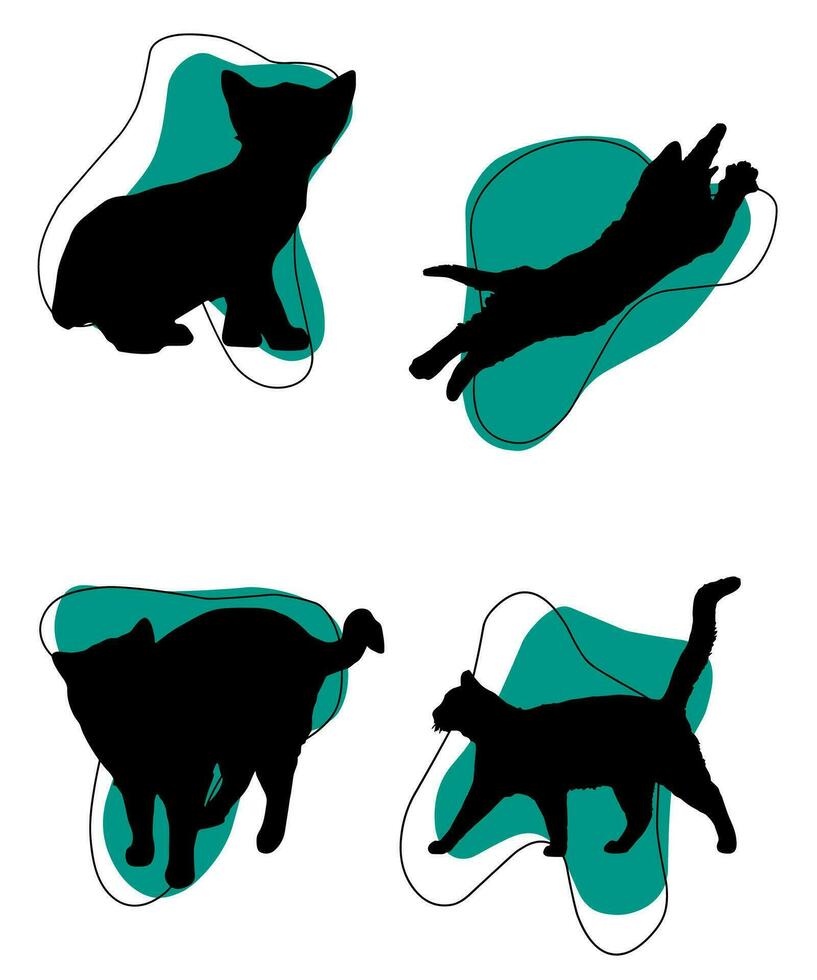 gato vector silueta conjunto de gatos