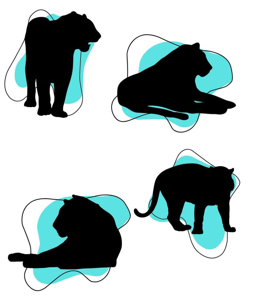 Royal Bengal Tiger Silhouettes Vector
