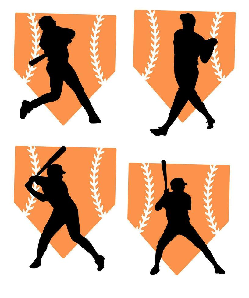 Silhouette of Player Baseball vector Illustration design concept, Sport vector design template