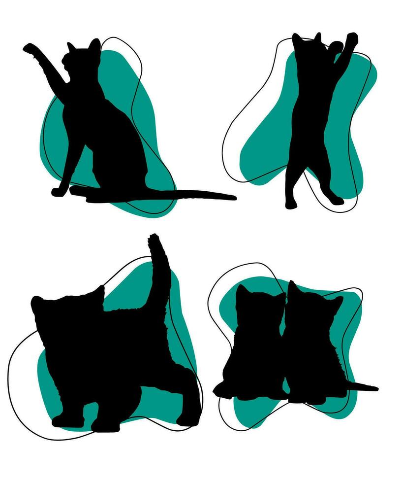 Cat vector silhouette set of cats