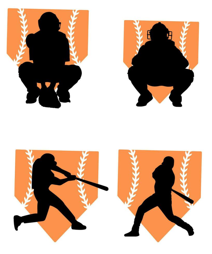 Silhouette of Player Baseball vector Illustration design concept, Sport vector design template