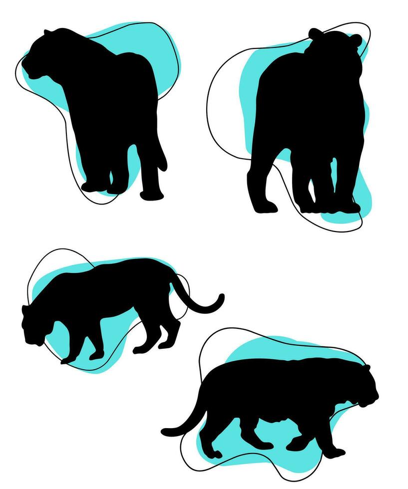 Royal Bengal Tiger Silhouettes Vector
