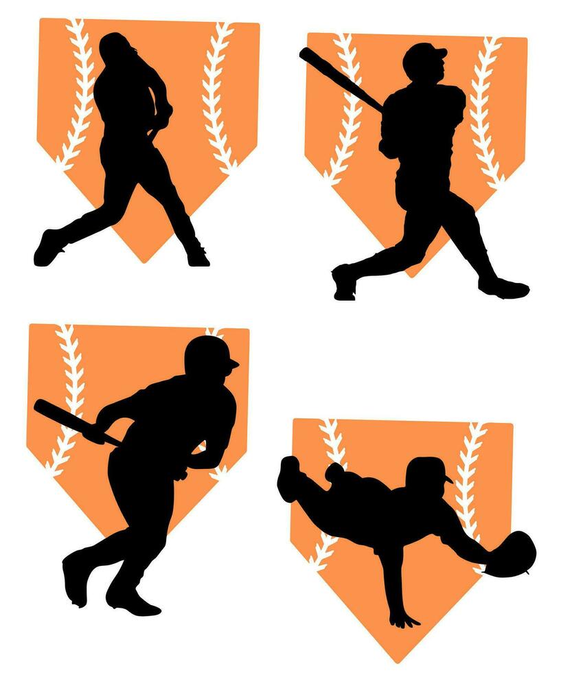 Silhouette of Player Baseball vector Illustration design concept, Sport vector design template