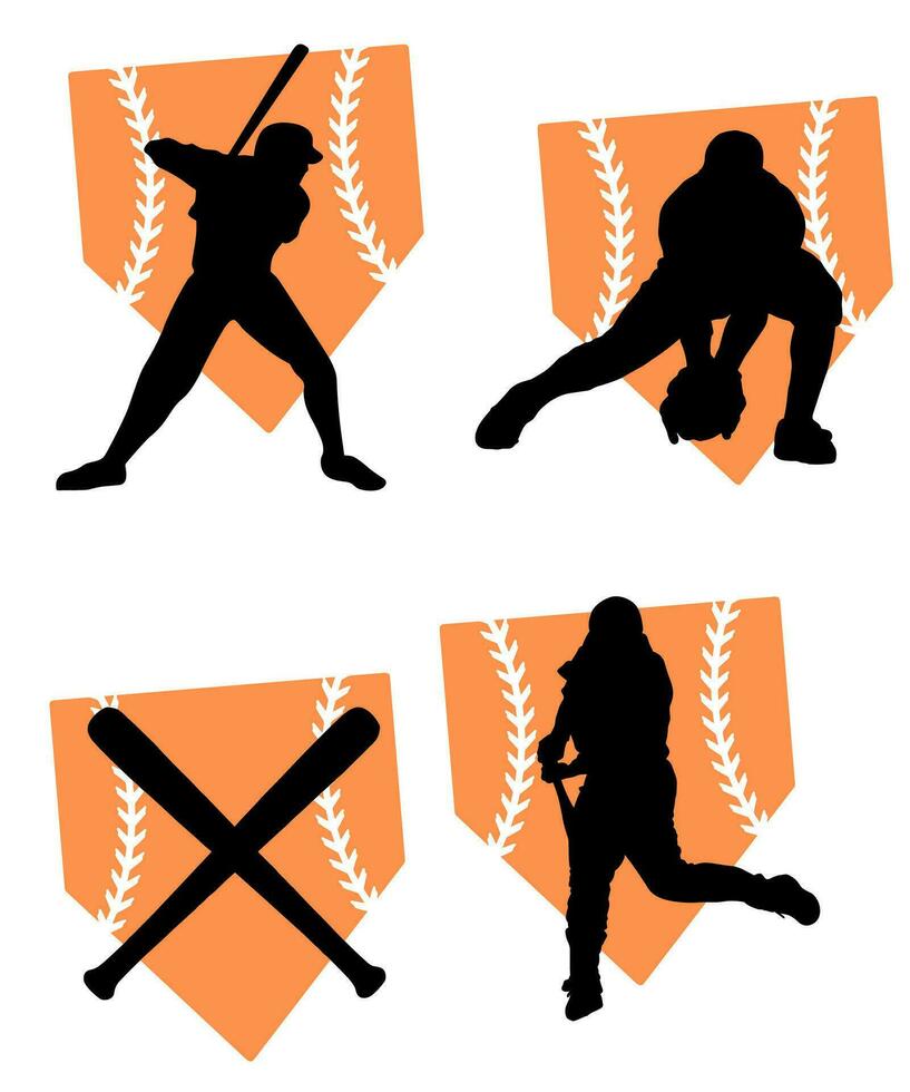 Silhouette of Player Baseball vector Illustration design concept, Sport vector design template