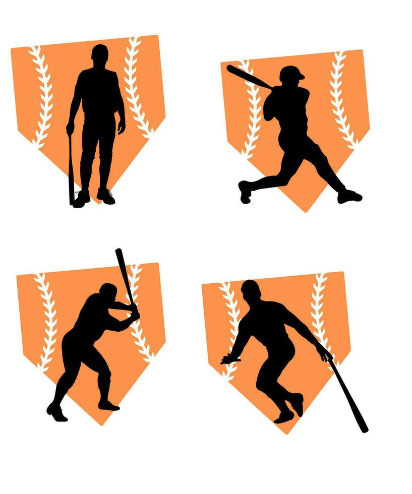 Silhouette of Player Baseball vector Illustration design concept, Sport vector design template