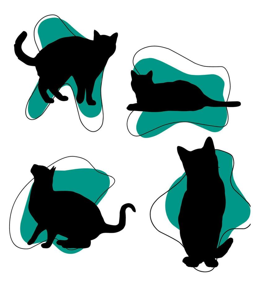 Cat vector silhouette set of cats