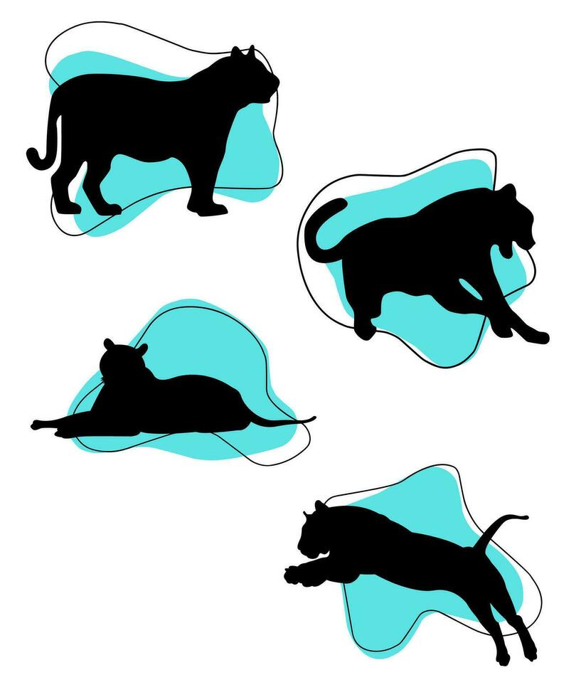 Royal Bengal Tiger Silhouettes Vector