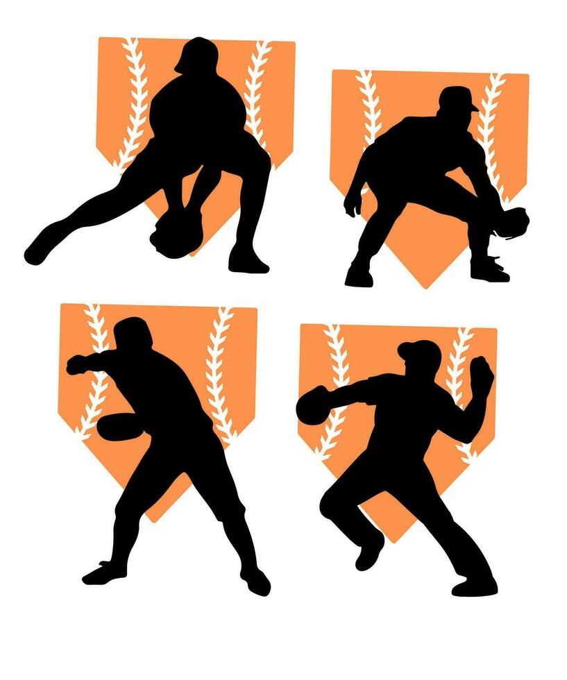 Silhouette of Player Baseball vector Illustration design concept, Sport vector design template