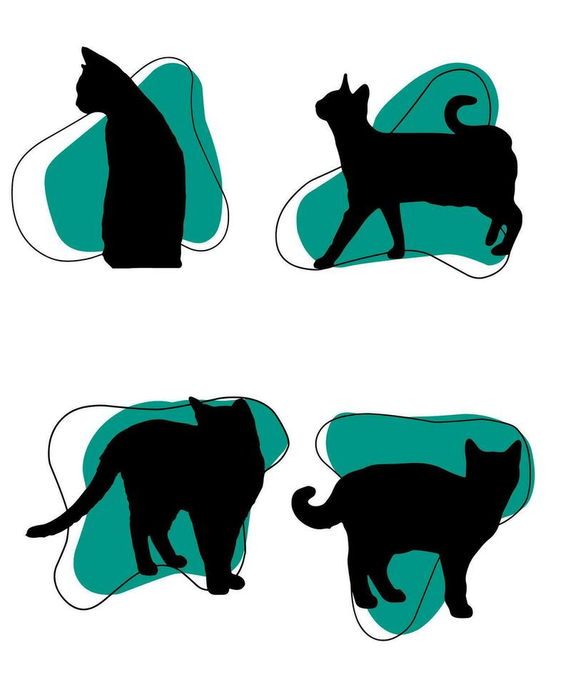 Cat vector silhouette set of cats