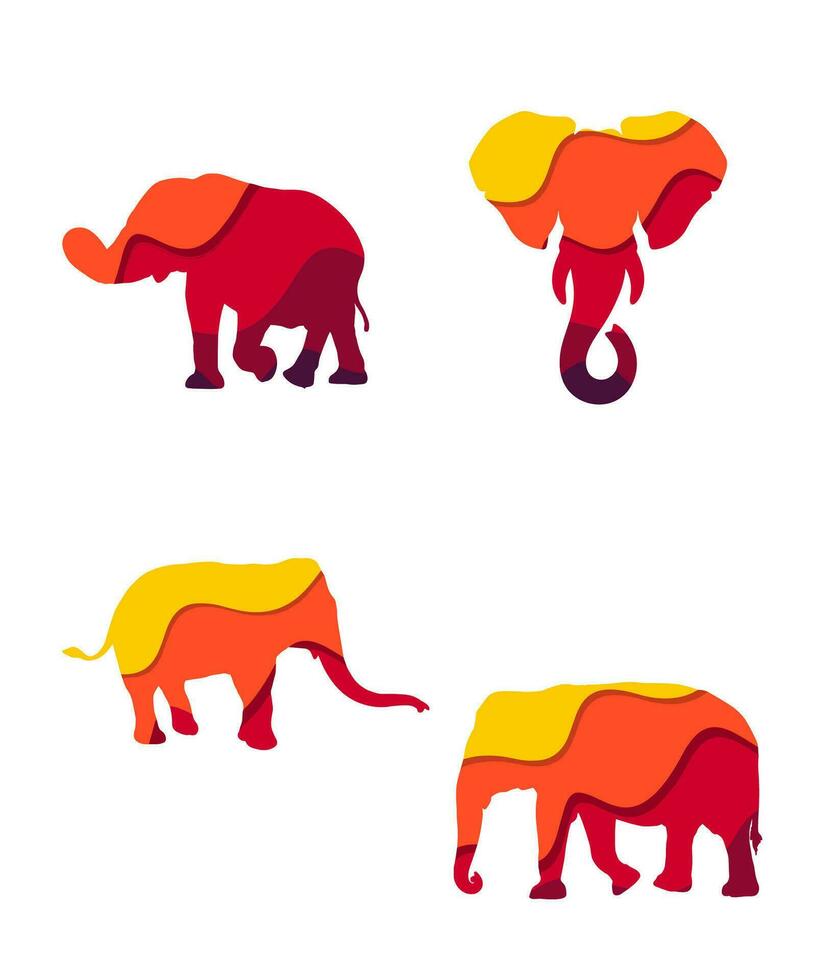Thai Elephants Silhouettes Vector
