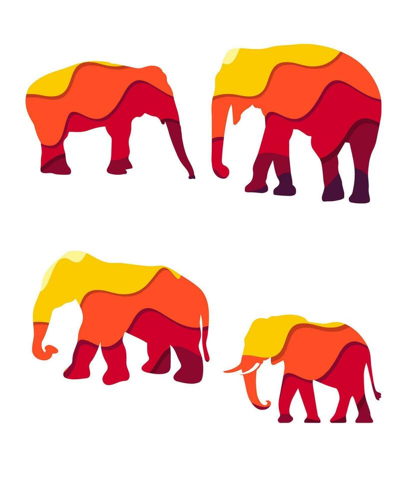 Thai Elephants Silhouettes Vector
