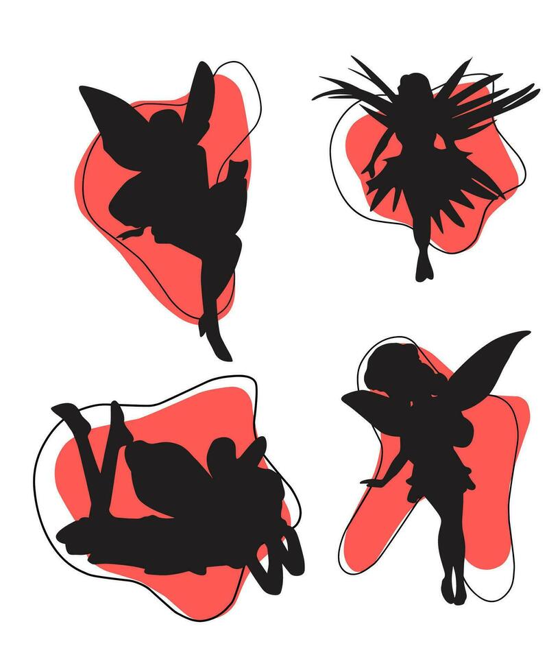 Fairy silhouette collections in white backgorund vector