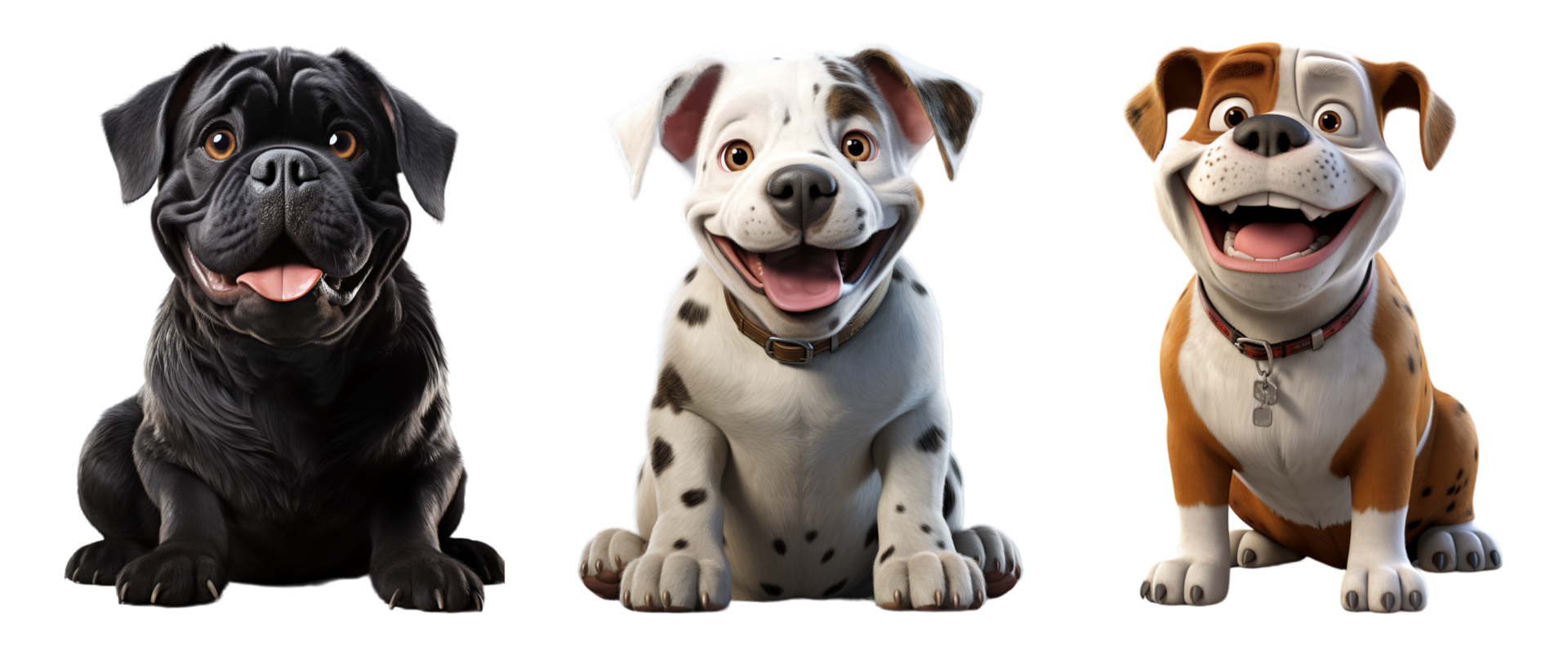 ai-generated-collection-of-sitting-pose-dog-portraits-isolated-on