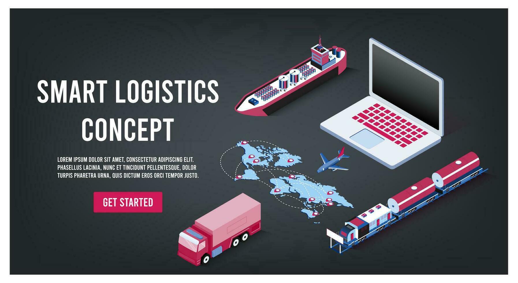 moderno global logístico Servicio concepto con exportar, importar, almacén negocio, transporte. vector ilustración eps 10